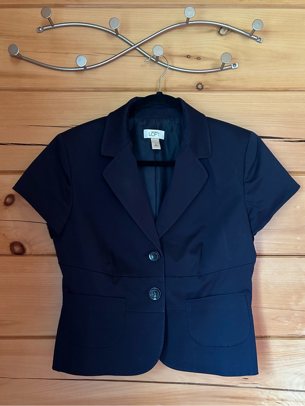 LOFT Navy Short-Sleeve Tailored Blazer